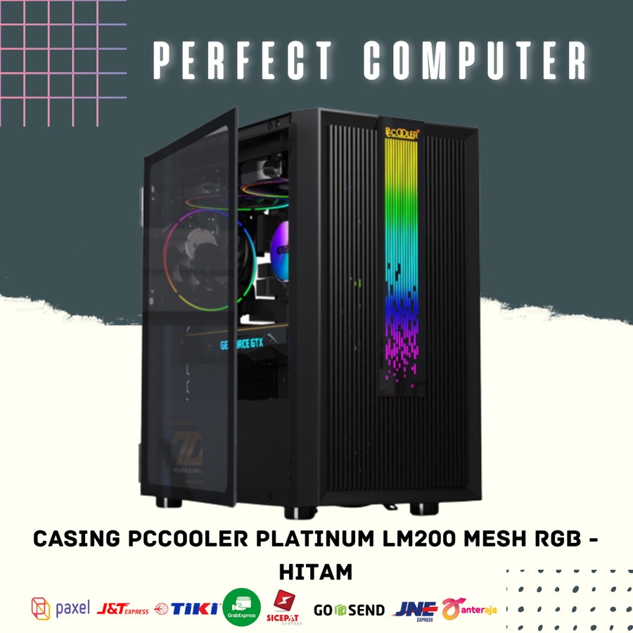 CASING PCCOOLER PLATINUM LM200 MESH RGB - Hitam/PUTIH