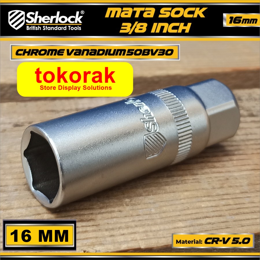 SHERLOCK MATA SOCK KUNCI BUSI 16 MM X 3/8 INCH SPARK PLUG SOCKET 3/8&quot;