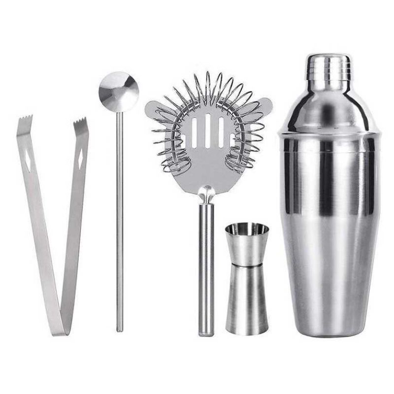 One Two Cups 5 in 1 Bartender Cobbler Cocktail Shaker Set 550ml - BA017 Stainless Steel Silver