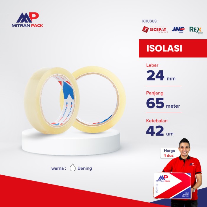 (Gojek) Isolasi / Solatip Mitran Pack 24mm / 1 inch x 65 meter