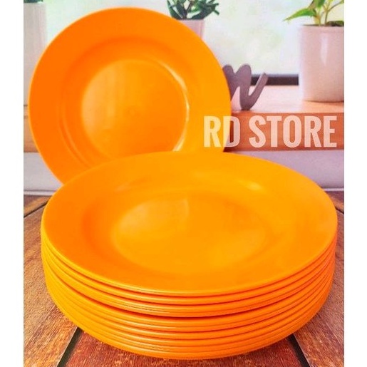 promo 12.pcs piring makan cekung polos semie melamine mika