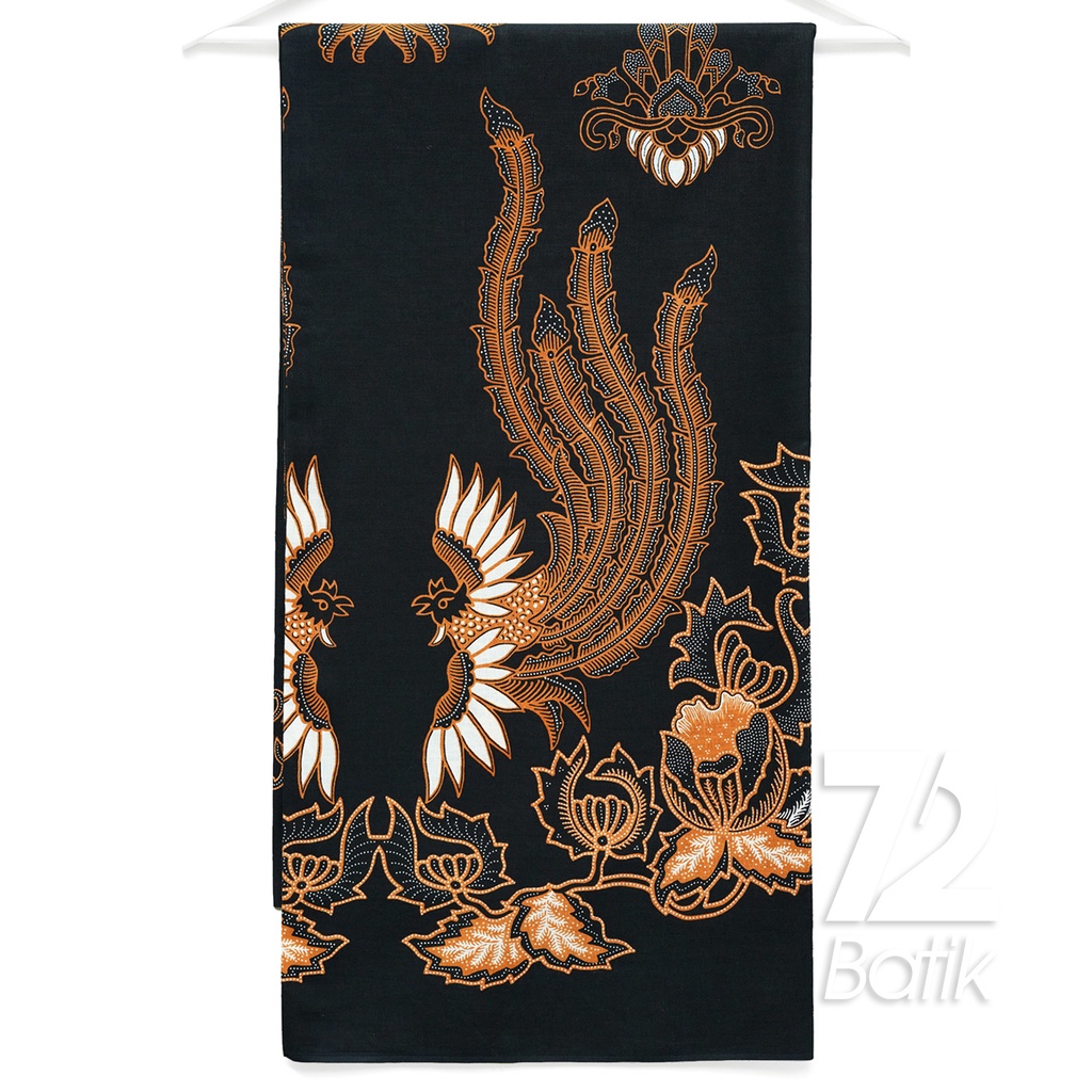 KAIN BATIK PREMIUM Bahan Katun Motif Burung Kembar Hitam 722786 Cap 72 Jarik Jarit Samping Kebat Panjang Batik Katun Modern Premium Bahan Seragam Batik Pernikahan Kantor Keluarga Murah Kamen Jadi Batik Bali Lembaran