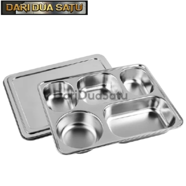 

Promo Piring Food Tray Wadah Tempat Makan 5 Sekat dengan Tutup - Tutup Stainless Diskon