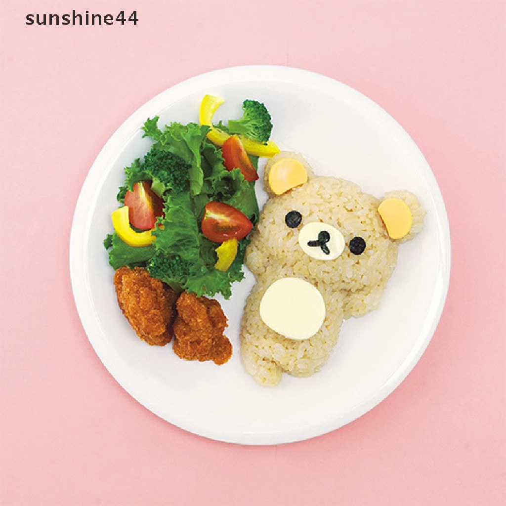 Sunshine Rice Ball Mold Set Cetakan Nasi Ayam Beruang Kawaii Sushi Kari Pemotong Rumput Laut.