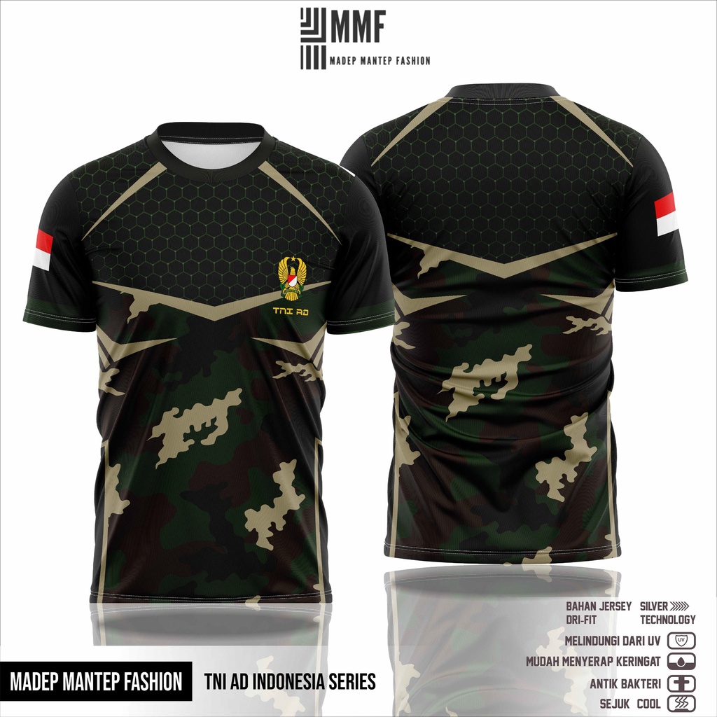 Kaos Dryfit TNI AD Kaos Jersey TNI Full Printing Dryfit Kaos Olahraga TNI - JERSEY TNI AD MOTIF LORENG
