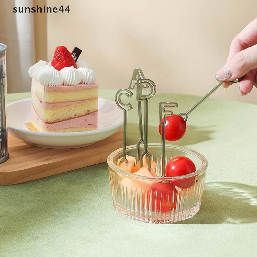 Sunshine 26Pcs Huruf Garpu Buah Kartun Makanan Ringan Kue Dessert Makanan Fruit Picks With Box.