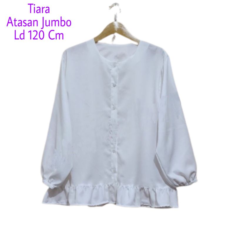 Atasan Blouse Tiara Jumbo Ld 120 cm Lengan 3/4 Karet Kancing Depan Hidup Bahan Moscrepe Busui dan Bumil . Atasan Baju Wanita Oversize Terbaru 2023 Kekinian Blus Dewasa Big Size Viral