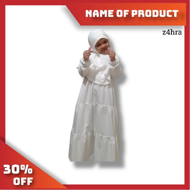 gamis putih (broken white) anak/dress anak LADY ZARA