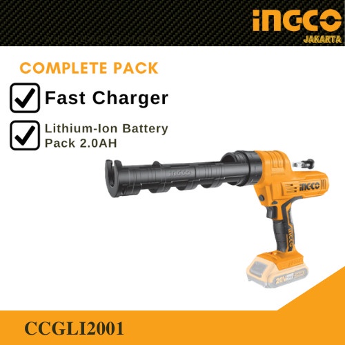 Tembakan Lem Sealant PACK 2.0 Cordless 20VCaulking Gun INGCO CCGLI2001