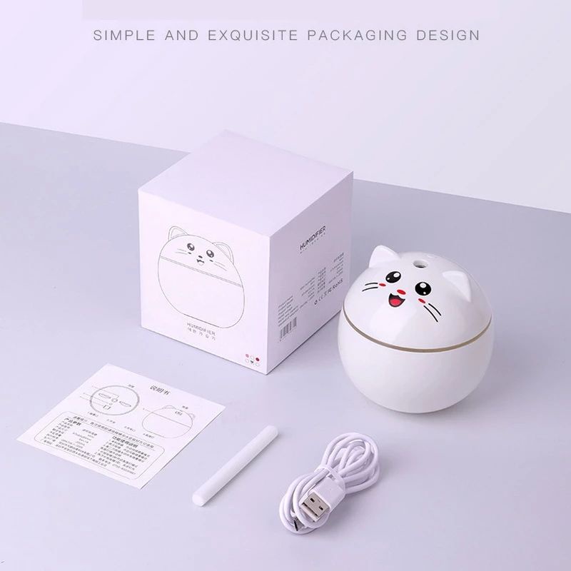 Cute Cat Humidifier 300ML Essential Oil Diffuser Aroma Terapi Pengharum Ruangan HM008 - XOBOX