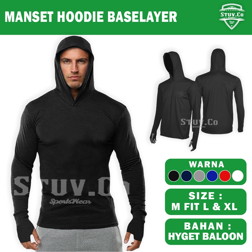 MANSET PRIA BASELAYER HOODIE LENGAN PANJANG OLAHRAGA GYM FITNESS FUTSAL SEPAKBOLA UNISEX