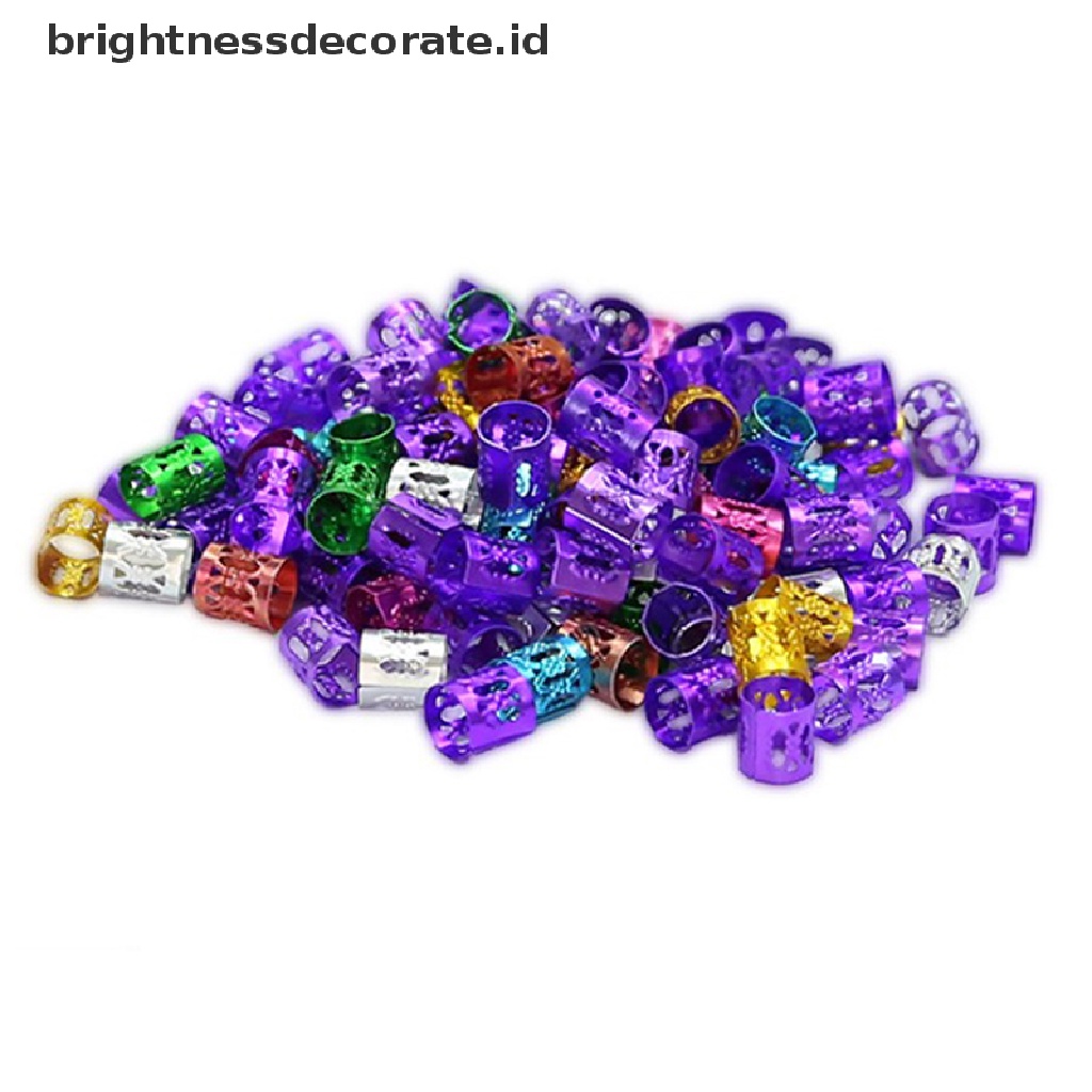 [Birth] 100 Pcs Manik-Manik Kepang Rambut Dapat Disesuaikan Gimbal Beads Braid Rings Manset Klip Tabung [ID]