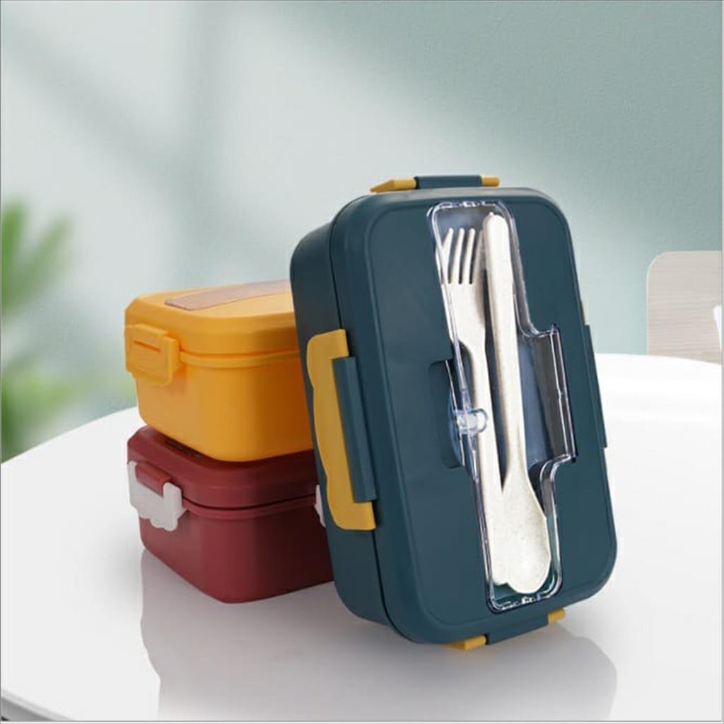 LS 967 - Lunch Box 3 Grid 1000ml Gratis Sendok Garpu Kotak Makan Kotak Bekal Anak Sekolah Kantor Tepak Bento GSF-3103