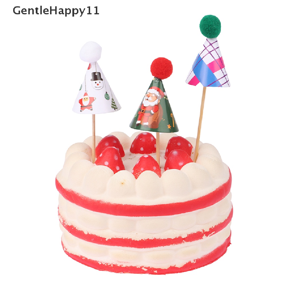 Gentlehappy 1Box Topi Mini Baking Kue Topper 1: 12rumah Boneka Miniatur Topi Hairball Topi Ulang Tahun Topi Natal Scene Decor Mainan id