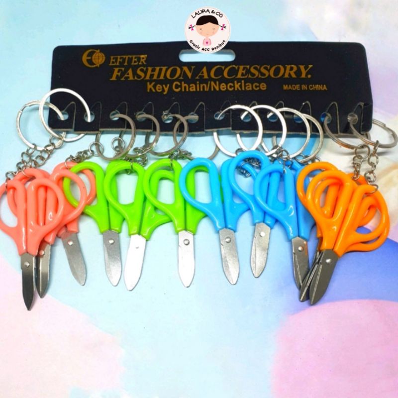 GANTUNGAN KUNCI GUNTING KECIL WARNA 12PC GROSIR LUSINAN