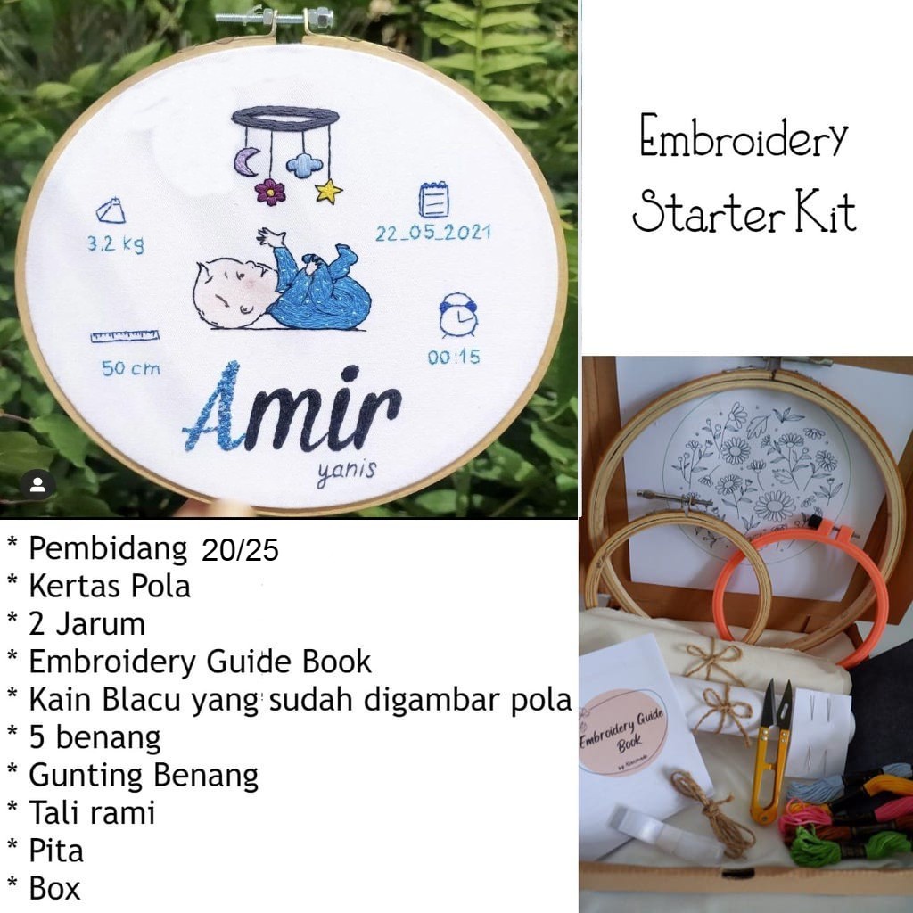 Baby Baby Embroidery Kit Package Custom/Paket Sulam Untuk Pemula/Paket Sulam Tangan/Menyulam Kit/Dec