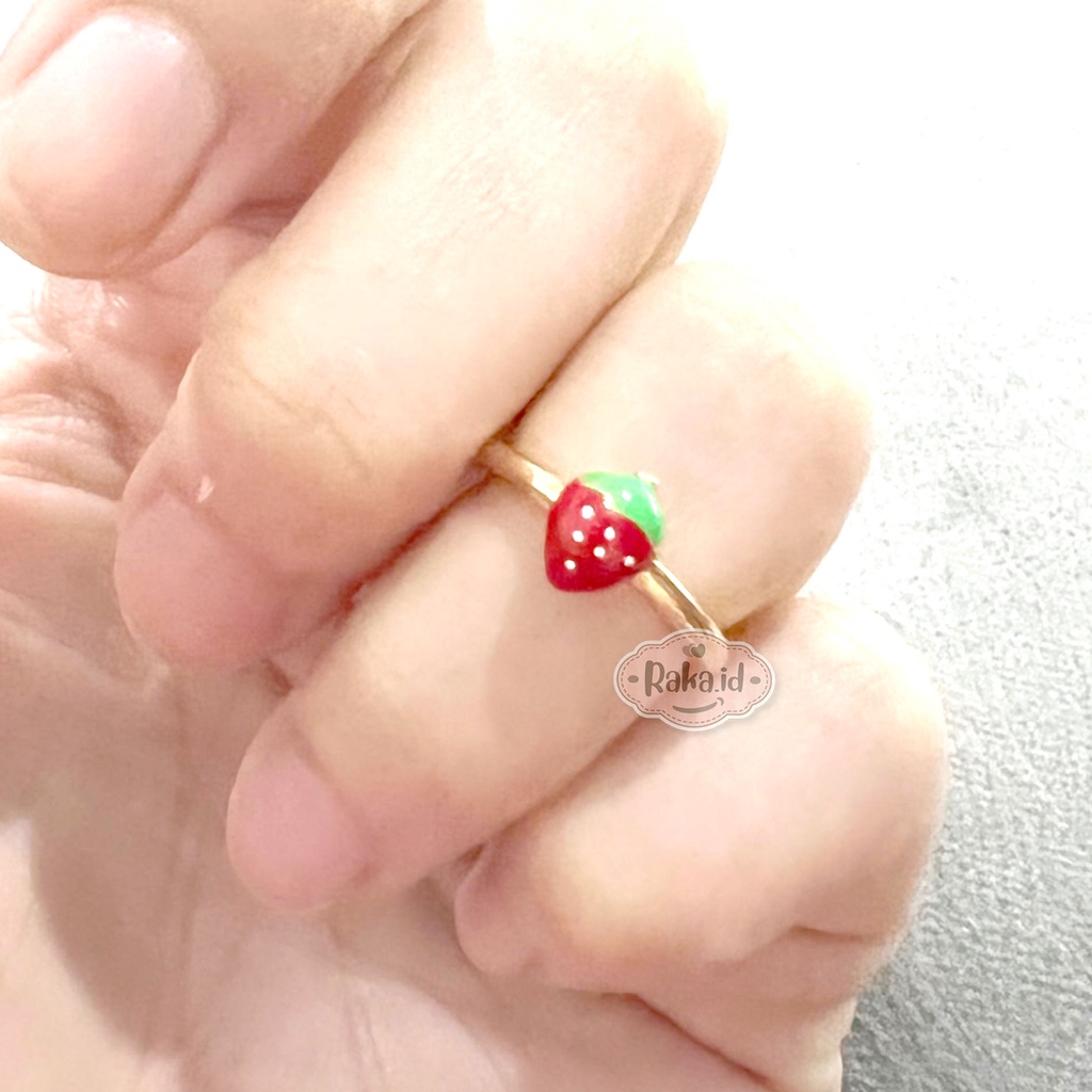 Cincin Anak Perempuan Cincin Anak Anti Karat Motif Strawberry Perhiasan Cantik Anak 1239