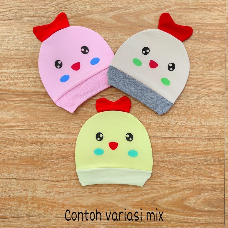 1 LUSIN (12 pcs) Topi bayi BULAT halus lembut perlengkapan bayi lahir