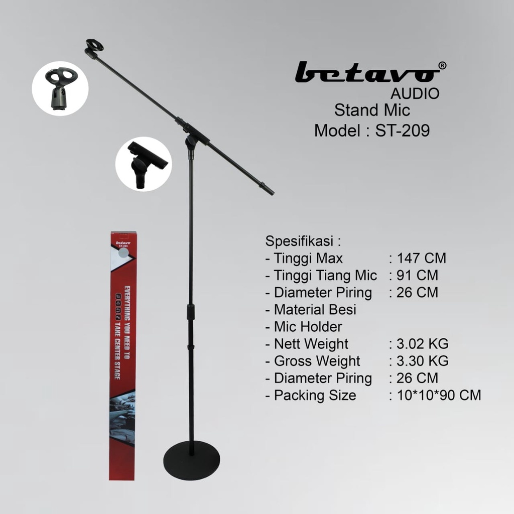 STAND MICROPHONE MODEL ST-209 BETAVO AUDIO STAND MIC