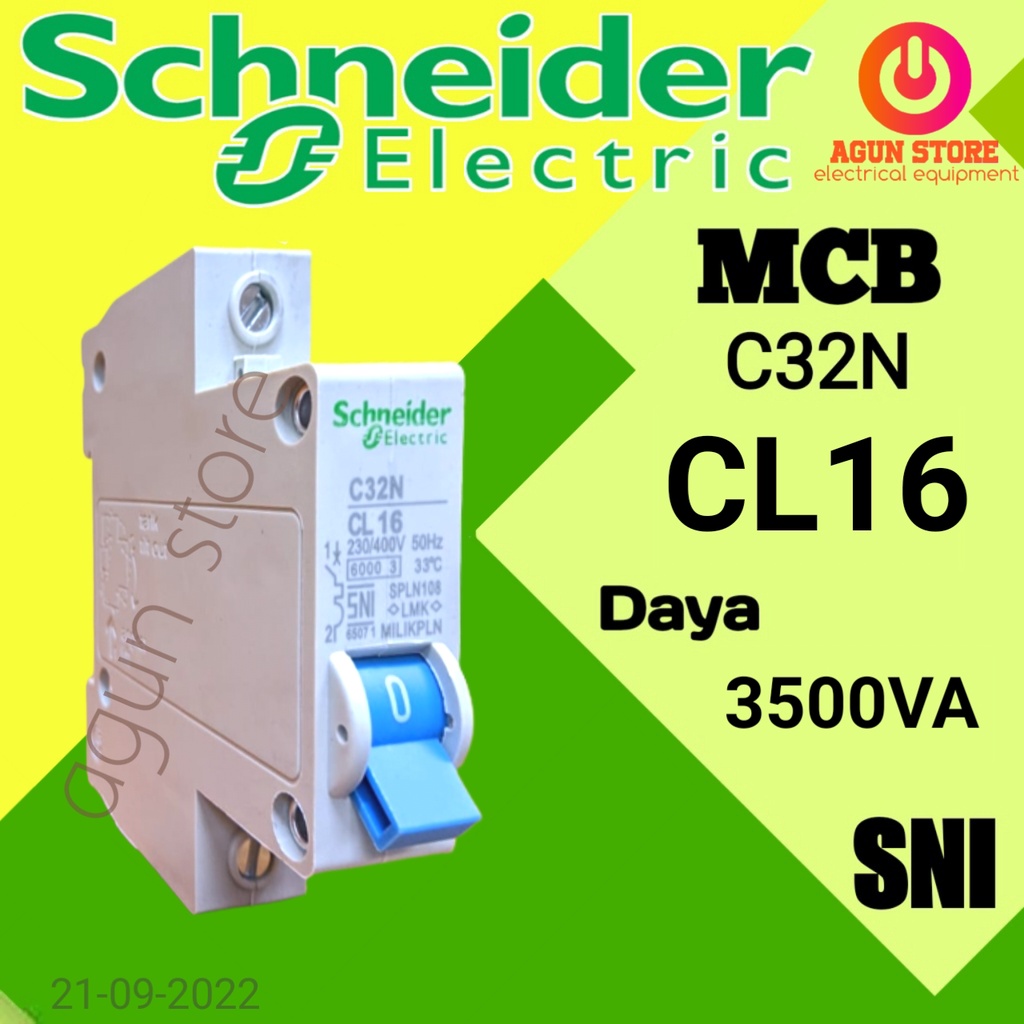 MCB SCHNEIDER CL16 BIRU 16 AMPERE SPLN C32N DAYA 3500W