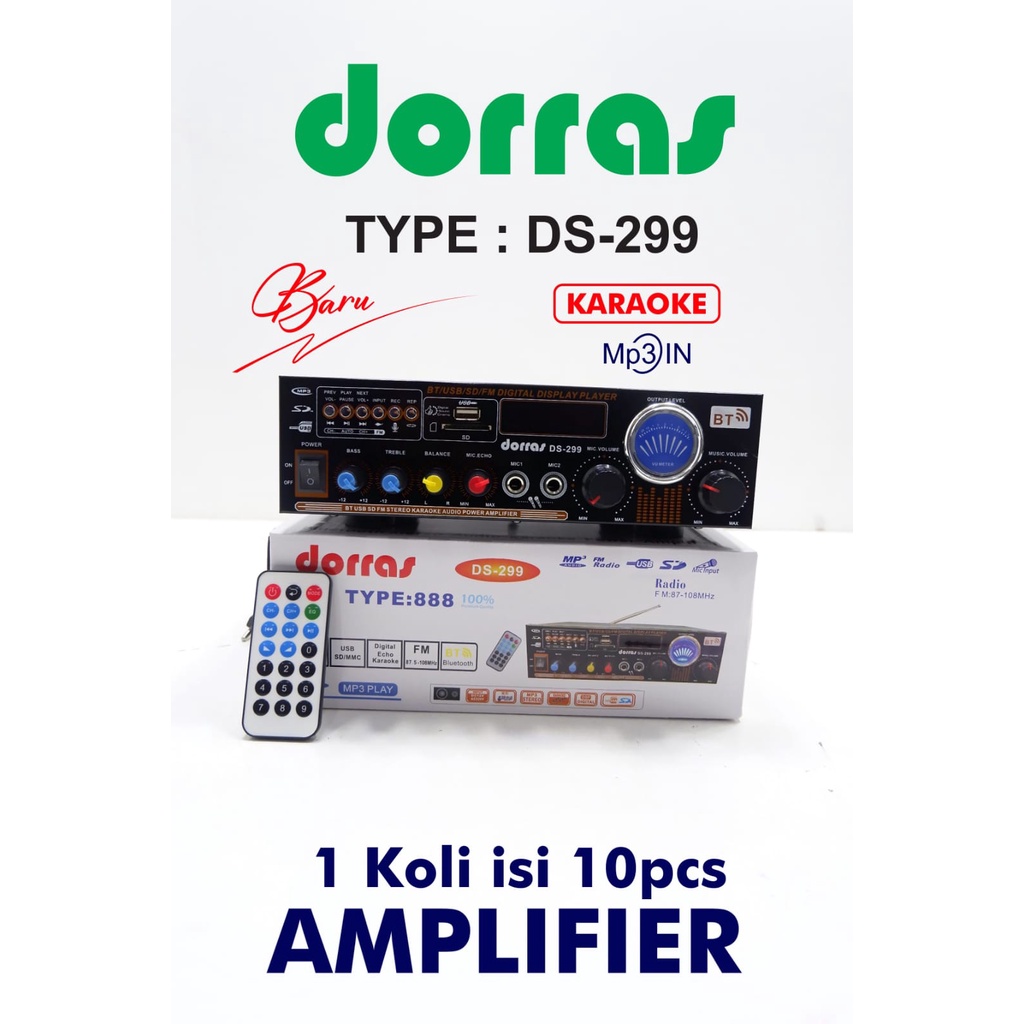 Power Amplifier Subwoofer Dorras DS-299 Amplifier Bluetooth Stereo Karaokeampli power bluetooth/ampli super bass/ampli power rakitan/ampli mini 12v/ampli bmb da 3000 pro ful ser/ampli 1000 watt/amplifier/amplifier bluetooth | FMS