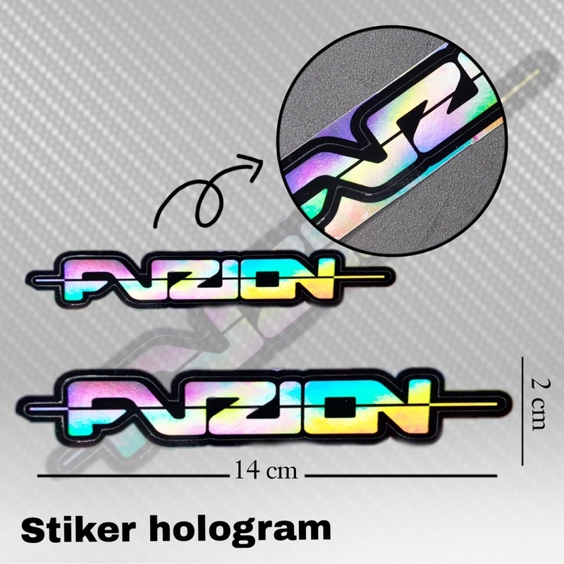 stiker motor mobil fuzion hologram 14cm aman untuk semua kendaraan bahan import