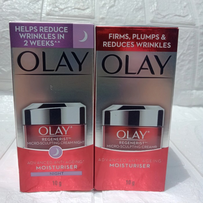 Olay Regenerist Micro-sculpting Cream Mousturizer 50 gram / 10 gr - Krim Anti Aging Kemasan Besar / Kecil - Skincare Regenarist Sculping Day / Night
