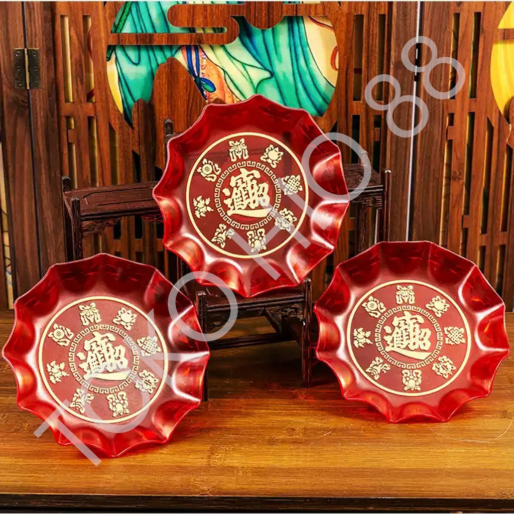 Piring Sembahyang Merah Plastik Tempat Buah Bahan Acrylic Bagus Awet