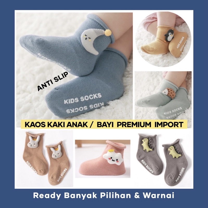 PREMIUM KAOS KAKI BAYI TIMBUL ANTI SLIP KAOS KAKI NEWBORN KAOS KAKI ANAK IMPOR NEWBORN BABY SOCKS Kaos kaki lucu karakter kaos kaki antislip