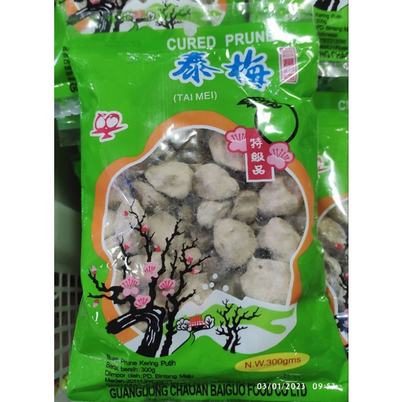 

SHUN TAI tai mei cured prune kering semboi putih cemilan imlek 300gr