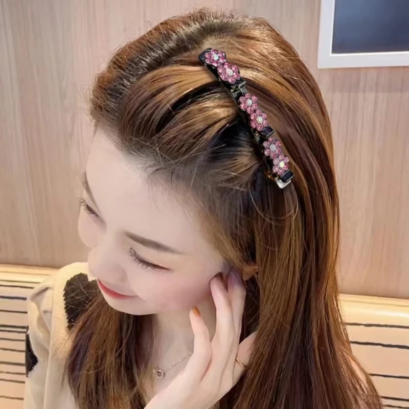 [Harga Grosir] Klip Rambut Bunga Kristal Akrilik Gaya Korea Baru Untuk Gadis Berlian Imitasi Manis Lucu Poni Jepit Samping Elastis Duckbill Clip