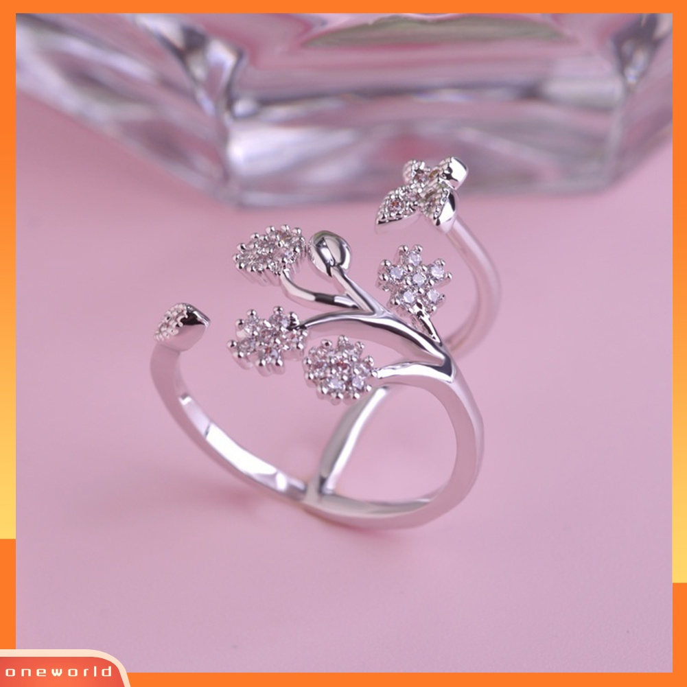 {oneworld} Cincin Tunangan Desain Kupu-Kupu Perhiasan Silver Lovely Untuk Wanita Perempuan Lady