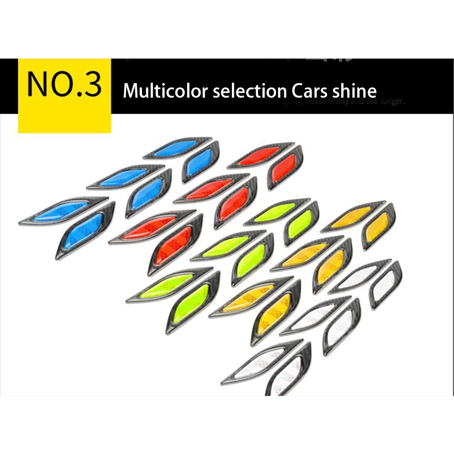 6pcs Stiker Mobil Strip Serat Karbon Reflektif Stiker Mobil Mesin Mobil Truk anti-risk safety warning stickers