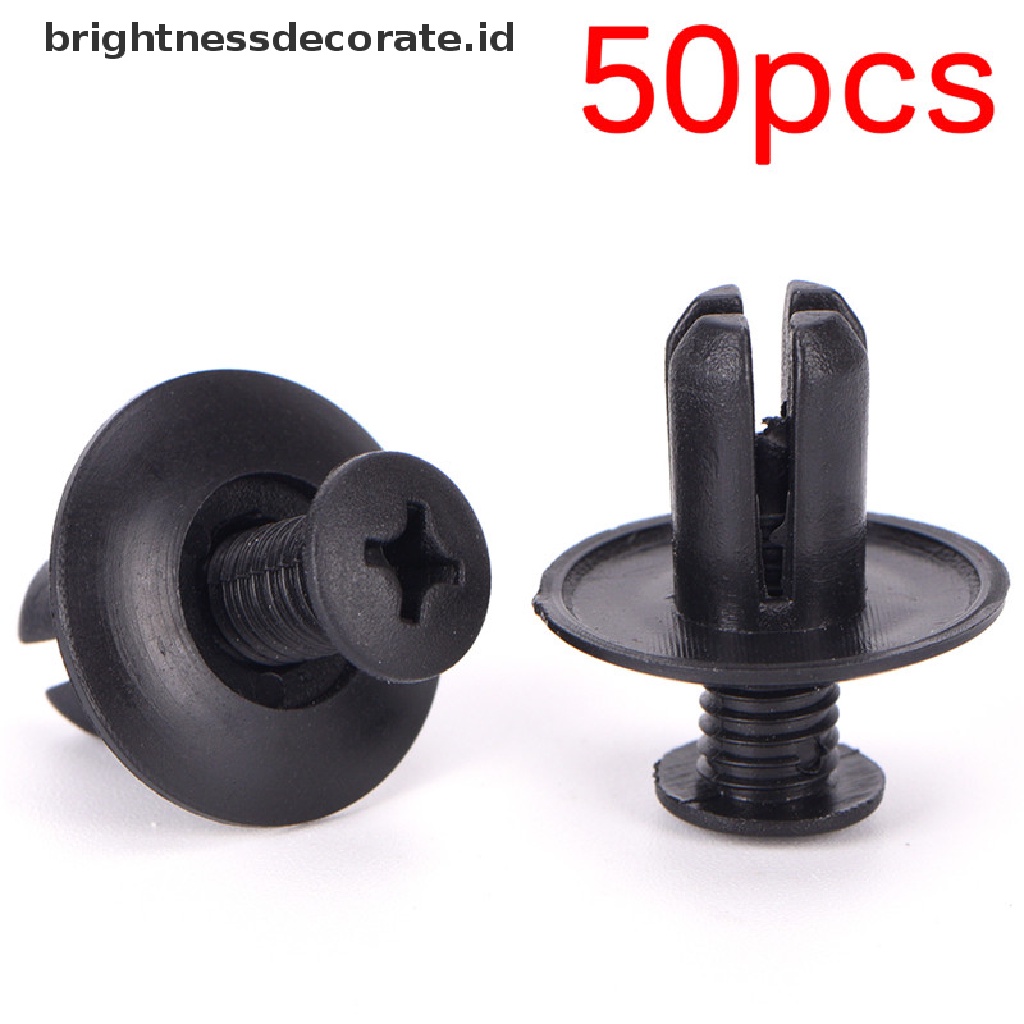 [Birth] 50pcs 8mm Auto Car Bumper Fender Holder Push Hitam Plastik Klip Pengikat [ID]