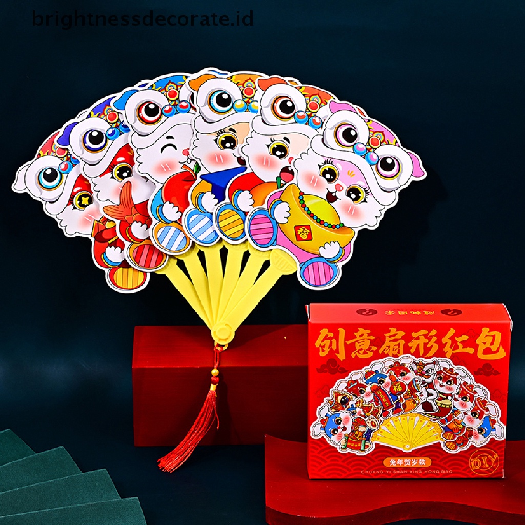 [Birth] Kreatif Tahun Baru Amplop Merah Bentuk Kipas Hongbao Chinese Spring Festival Red Pocket Best Wish Lucky Money Pockets Gift Bag [ID]