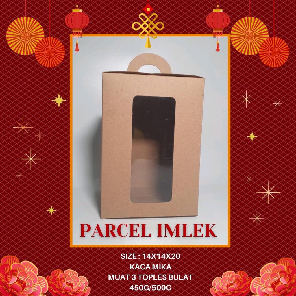 KARDUS HAMPERS PARCEL KUE KERING BOX MIKA 14X14X20 3 TOPLES BULAT JINJING