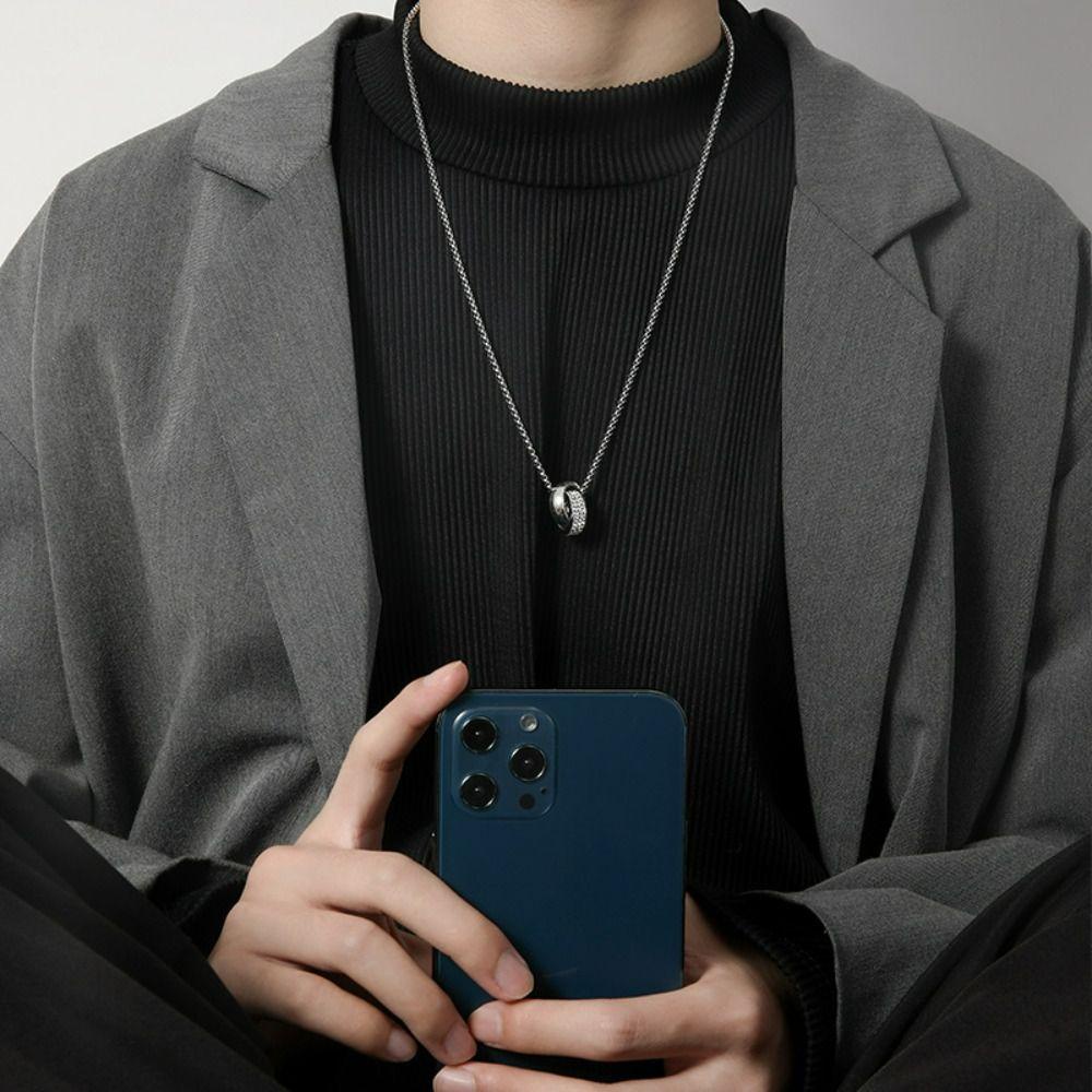 Mxbeauty Cincin Ganda Liontin Kalung Fashion Kepribadian Hadiah Klavikula Rantai Tembaga Rantai Tulang Ular Perhiasan Aksesoris