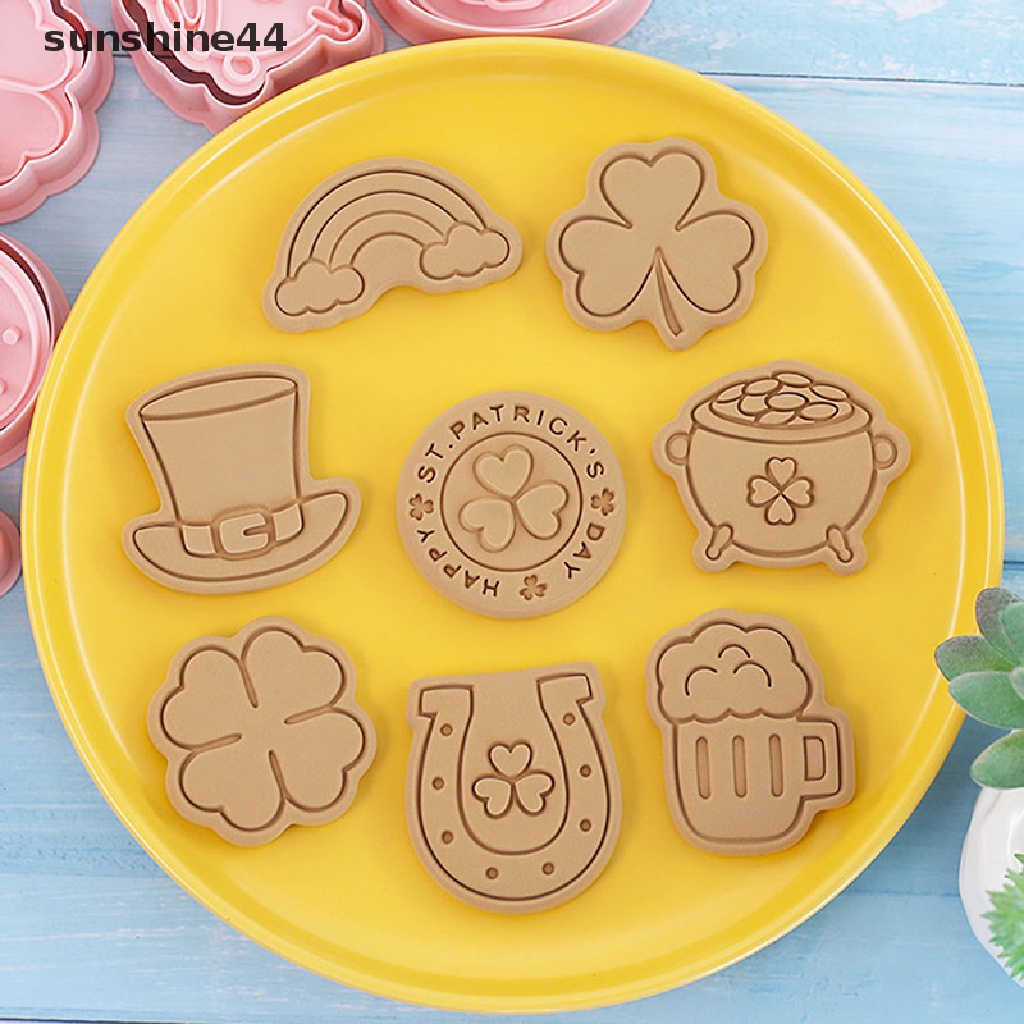 Sunshine 8Pcs/set 3D St. Patrick's Day Cookie Cutters Biscuit Mold Cetakan Kue Kering Stamp Party Decor Baking Tools.