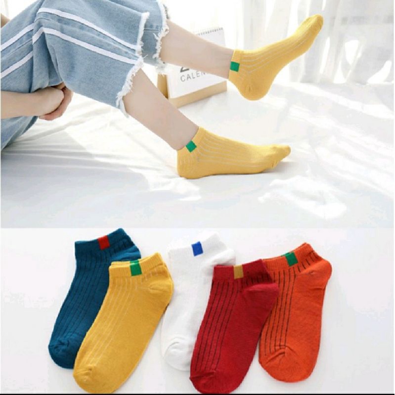 Kaos Kaki Polos 2 Warna Garis Pendek Semata Kaki Kaos Kaki Polos Fashion Ankle Cute Import