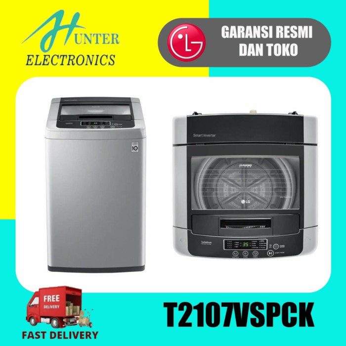✿ BISA COD✿ MESIN CUCI LG T2107VSPCK TOP LOADING 7 KG t2107 2107vspck