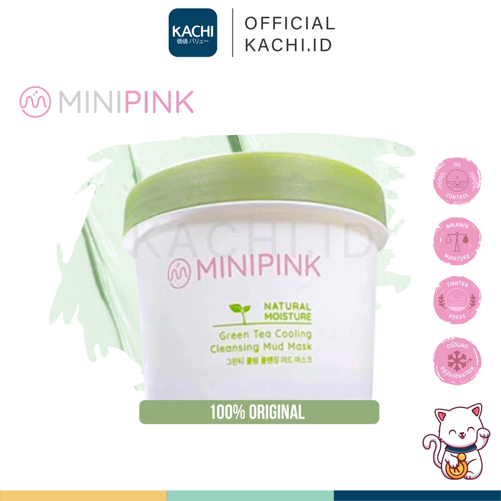 KACHI - MINIPINK Green Tea Cooling Mud Mask Clay Mask Masker Wajah Green Tea Pore Clean MP013