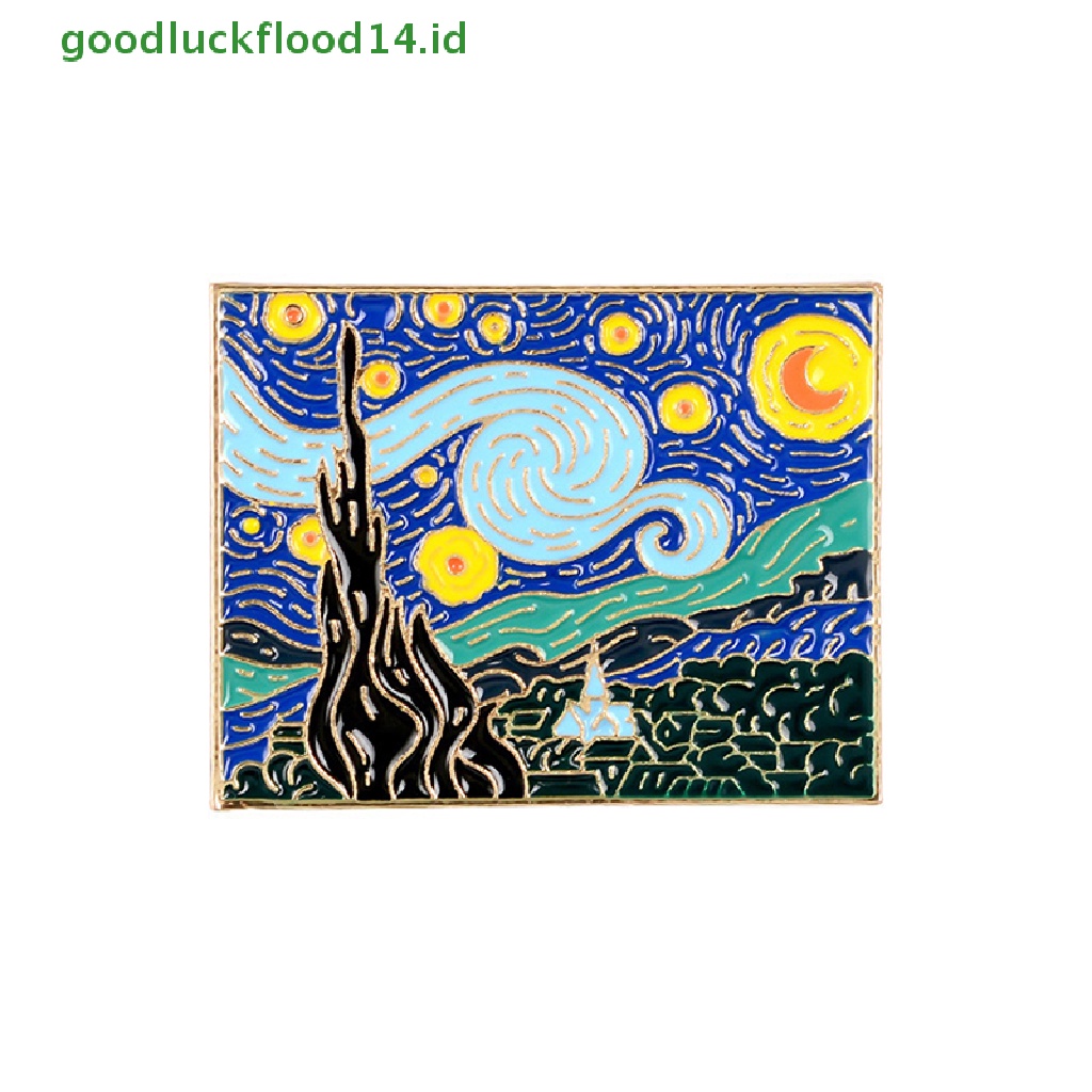 [GOOGFOUR] Van Gogh's Masterpiece Paings Starry Sky Bros Romantis Pin Perhiasan [TOP]