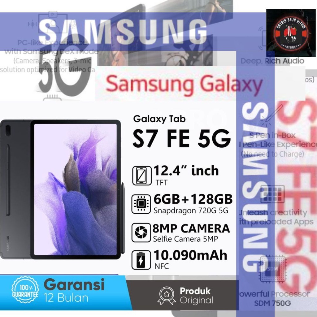 Samsung Galaxy TAB S7 FE T736 RAM 6 GB ROM 128 GB 6/128 12 Inch 5G Garansi Resmi