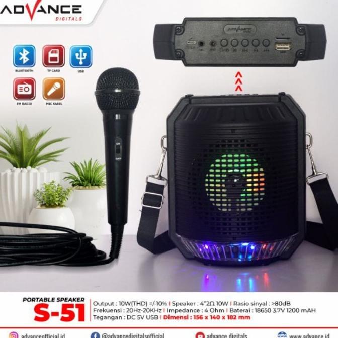 SPEAKER PORTABLE ADVANCE S51 KARAOKE MUSIC BOX