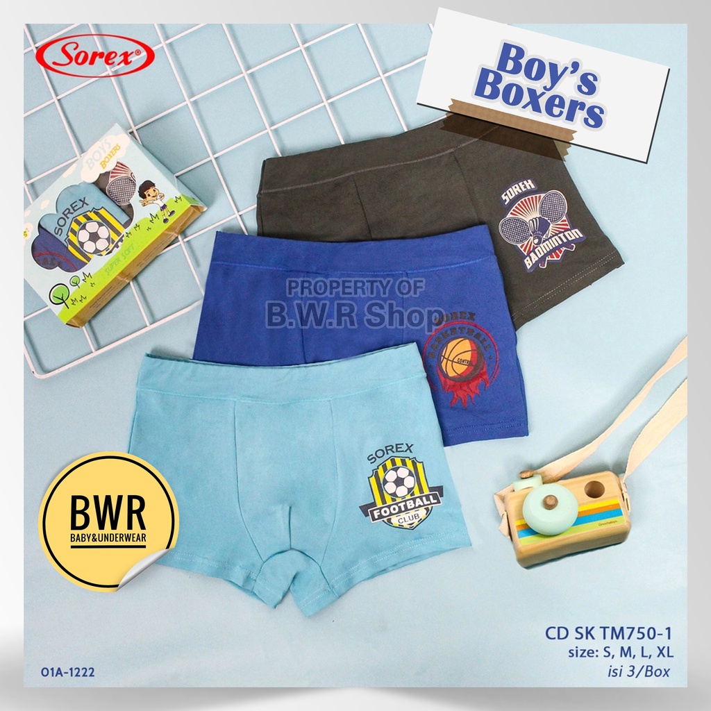 CD Boxer Sorex Boys TM 750 - 1 | Celana Dalam Anak Laki Laki Boxer Motif Keren Tm750 - 1 | Bwr