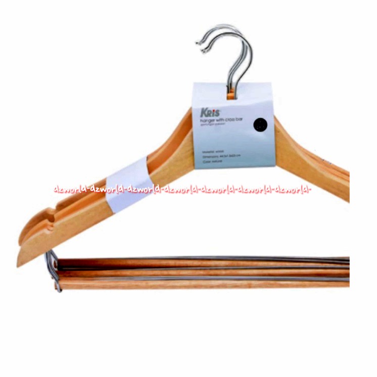 Stora Wood Hanging Cross Bar Natural 5pcs 1set Hanger Gantungan Baju Pakaian Bahan Kayu Dengan Besi Tambahan Di Tengah Tidak Mudah Patah Woods Hangers