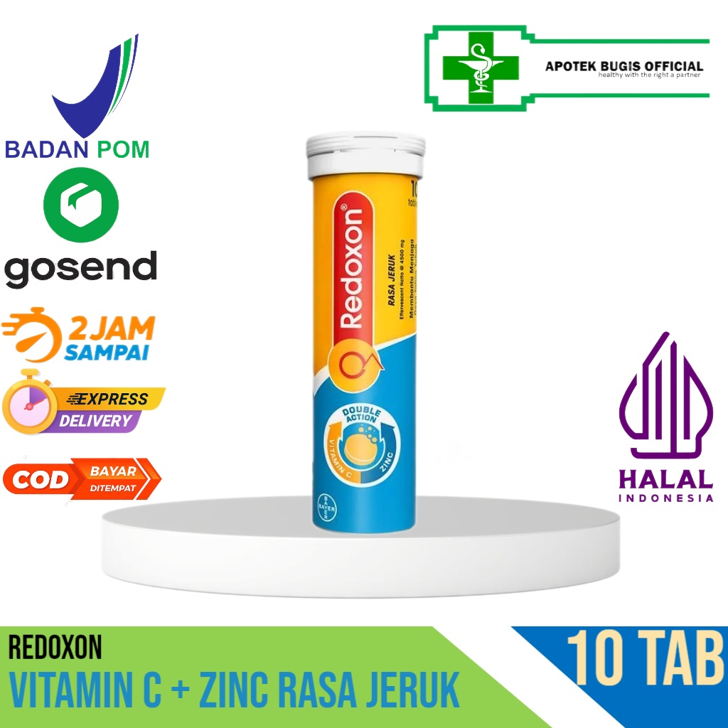 Redoxon Vitamin C + Zinc Rasa Jeruk isi 10 Tablet - Menjaga Daya Tahan Tubuh