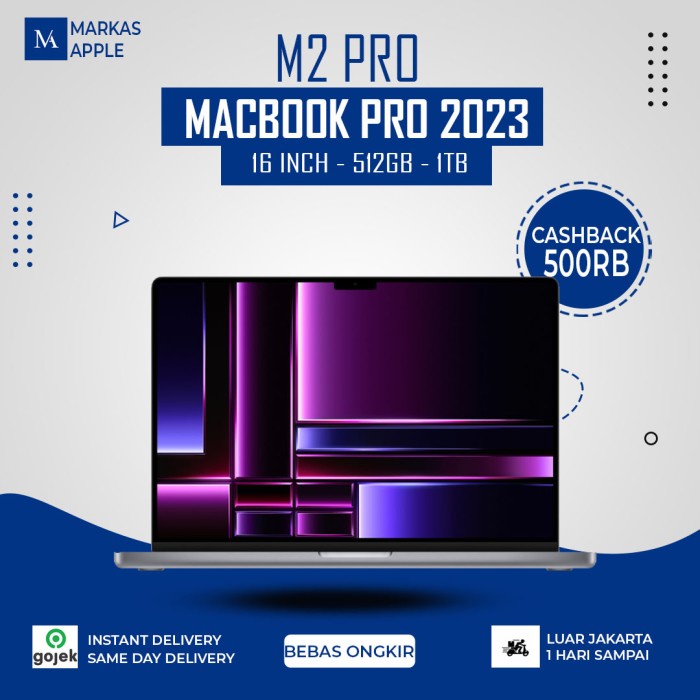 Apple Macbook Pro 2023 M2 Pro 16 " RAM 16GB SSD 1TB 512GB Resmi IBOX