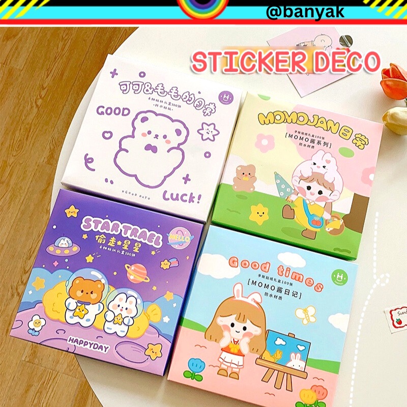 Isi 100 Lembar Sticker Stiker Deco Aesthetic Lucu Momo Stiker Anti Air Tumblr DIY Hp Stiker Motif Kartun Lucu ala Korea Dekorasi Buku Diary Memo Journal Catatan Harian Anak Sekolah Alat Tulis Bahan Stiker Transparant Bisa Untuk Kado Ulang Tahun @banyak