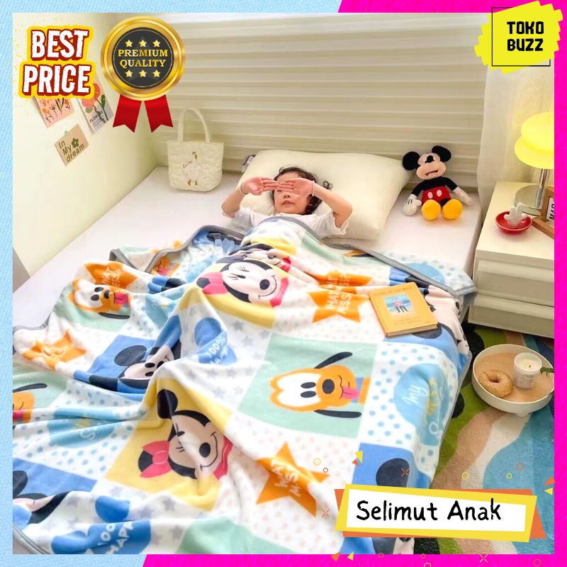 SELIMUT BULU HALUS SELIMUT KARAKTER ANAK Lembut Motif  Kartun Lucu PREMIUM HIGH QUALITY